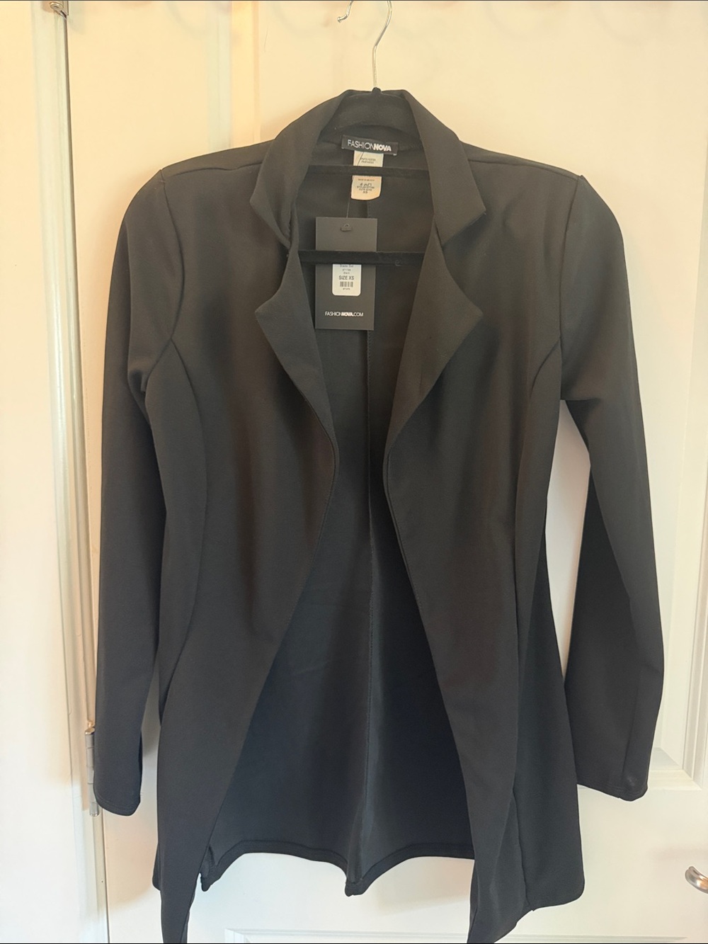 Fashion Nova Black Open Drape Blazer